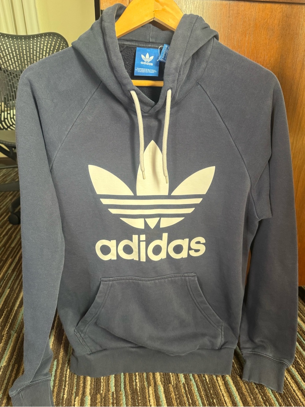 adidas Men’s Navy Blue Trefoil Zip-Up Hoodie
